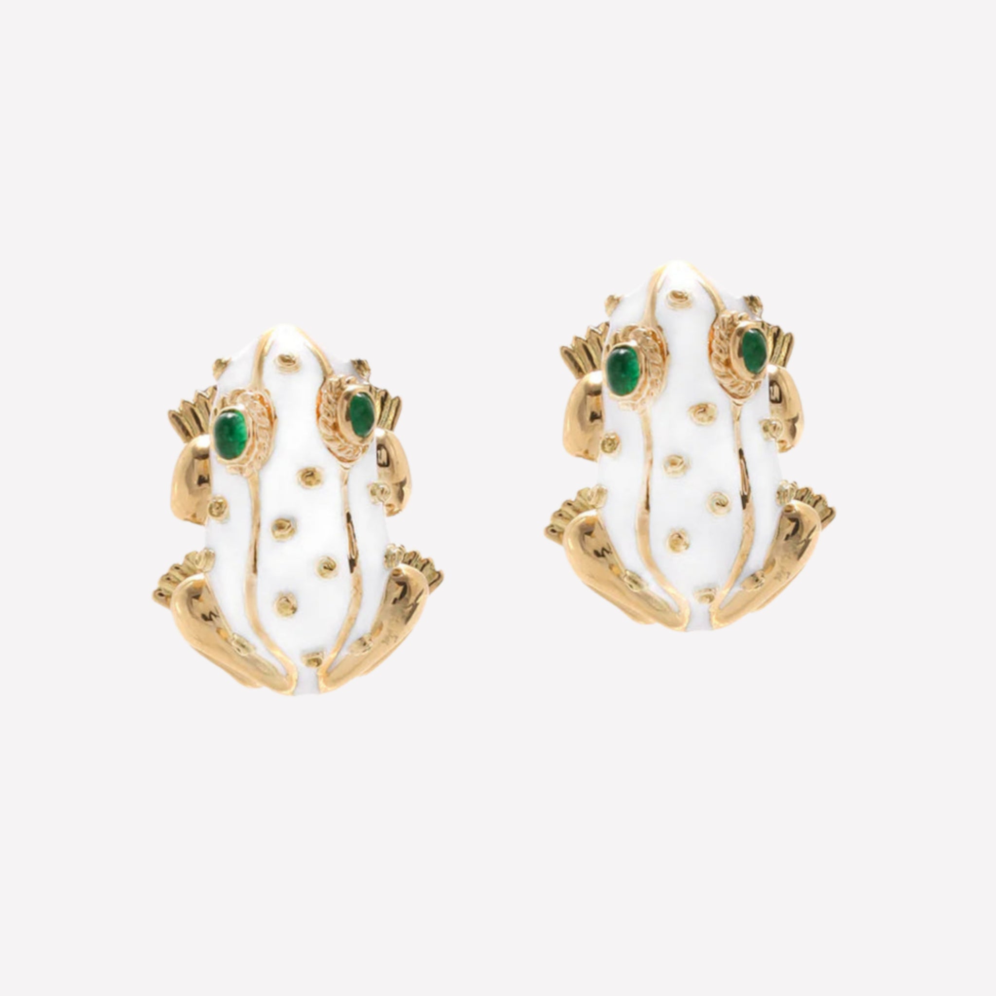 DAVID WEBB - Frog Earrings, White Enamel
