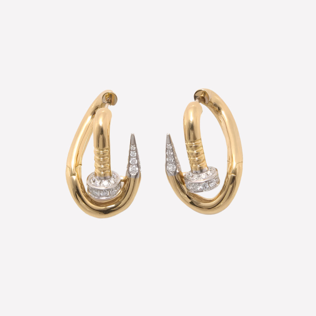 DAVID WEBB - Diamond Bent Nail Earrings, Polished 18K Gold