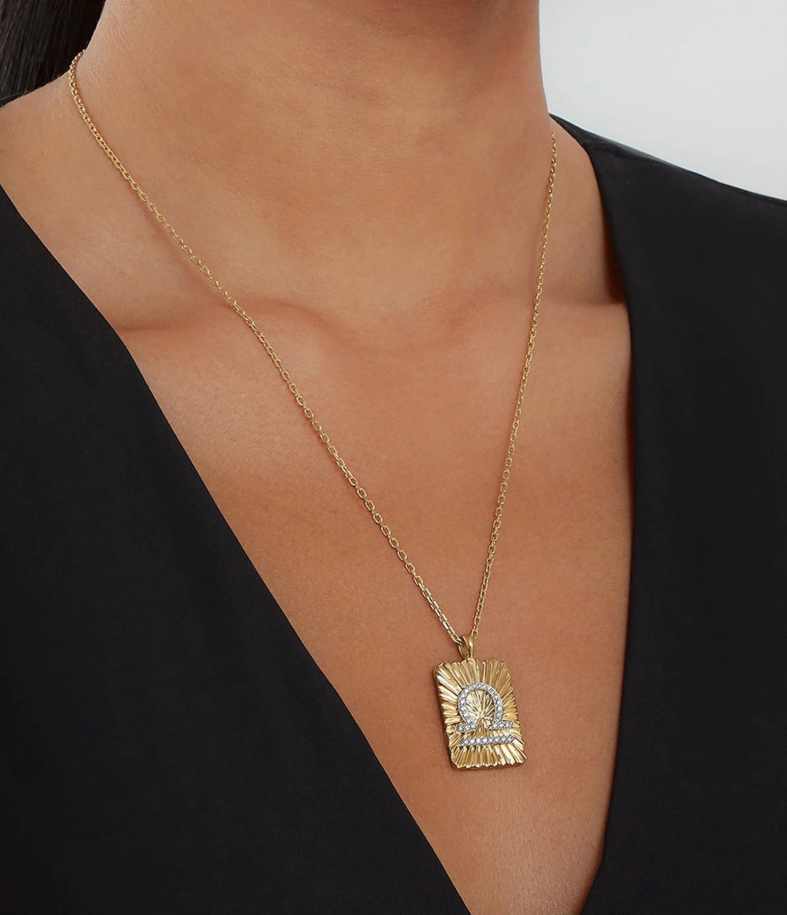DAVID WEBB - Libra Zodiac Pendant Necklace, Diamonds