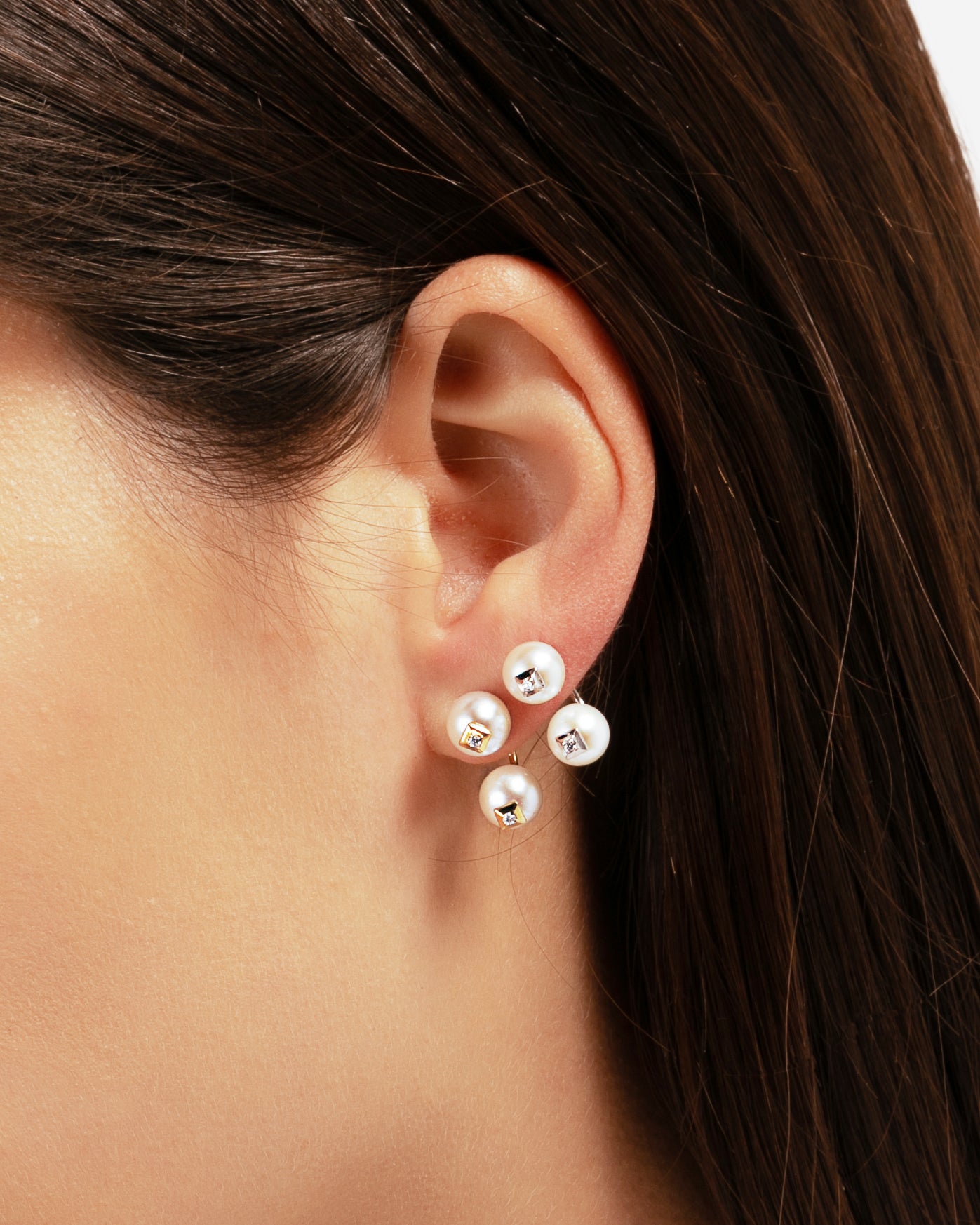 E É R A - PEARLS PIERCING DOUBLE EARRING ATS