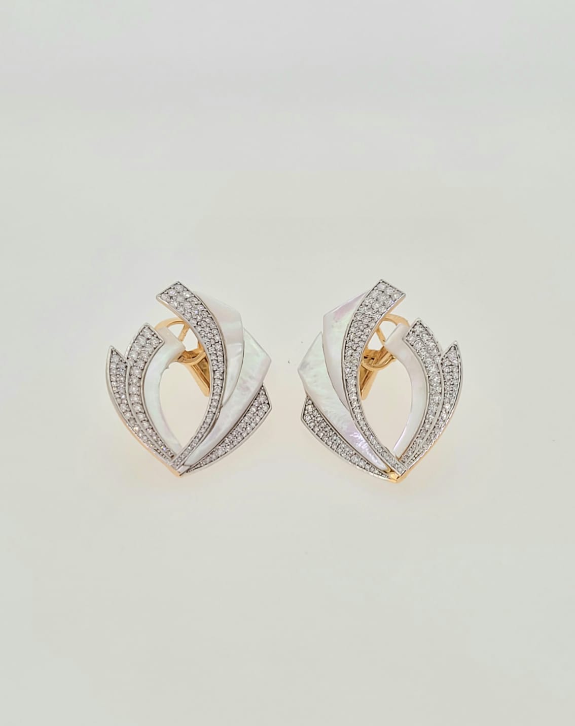 MIAMOON - Earrings mother of pearl and Diamonds